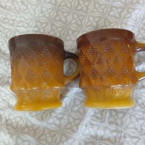 Vintage Anchor Hocking Fire King Kimberly Dimple Mug Set Of 3